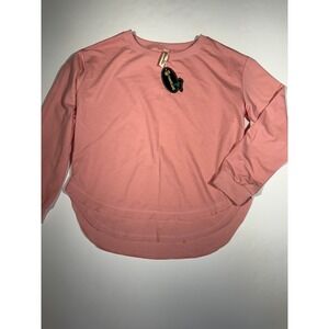 Casual Girl Crewneck Sweatshirt Oversized Fall Long Sleeve Pink Sz L